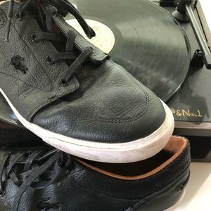 Black leather Lacoste sneakers